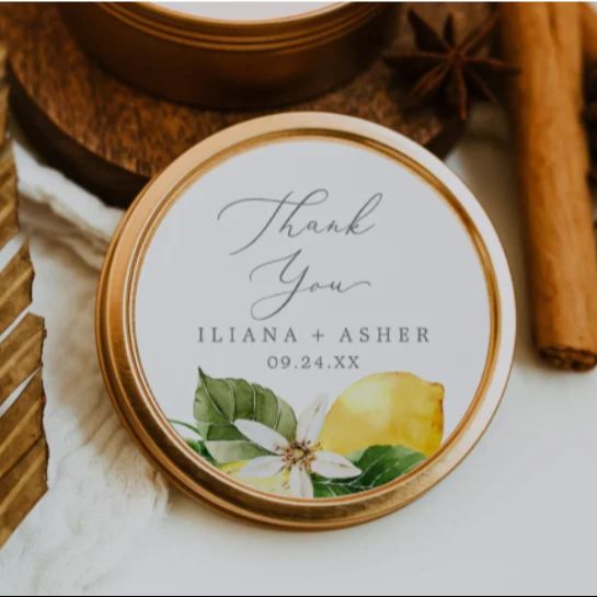 Custom Lemon Wedding Thank You - Personalised Candle Label ulasan dan harga